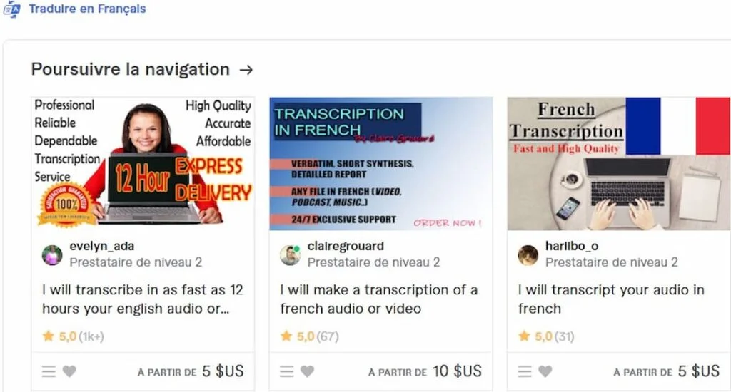gig et concert de transcription sur Fiverr